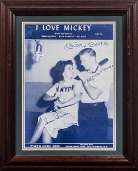 Mickey Mantle Signed and Framed to 13.5x16.5" "I Love Mickey" Teresa Brewer Sheet Music (Beckett)